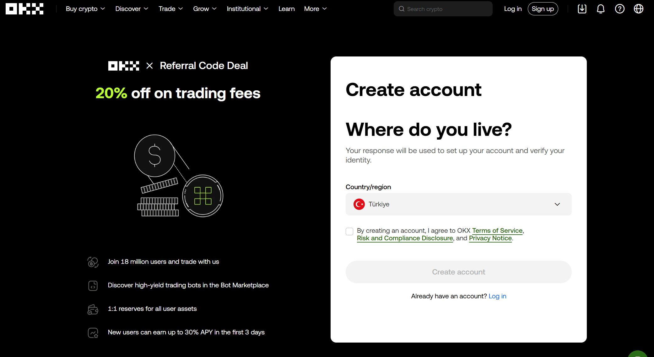 Código de referido OKX introducido